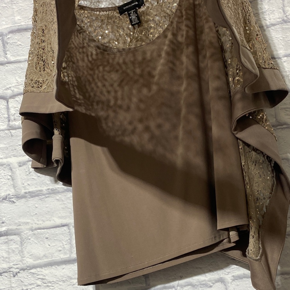 R&M Richards Gold and Brown Pantsuit size 8 - Picture 5 of 13